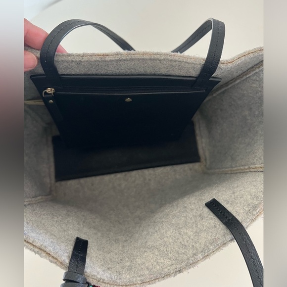 Kate Spade Nouveau York Gray Wool & Leather Structured Tote Bag - Picture 10 of 13